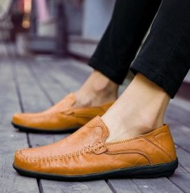 Mens Slip-On Casual Shoes (Color: Light Brown, size: 44)