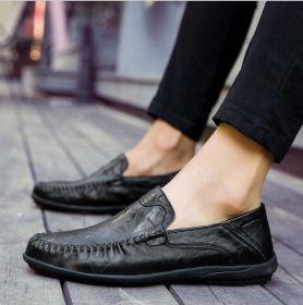 Mens Slip-On Casual Shoes (Color: BLACK, size: 39)