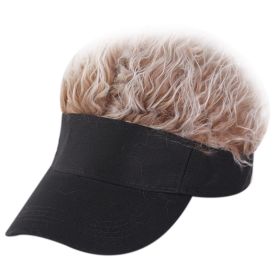 Novelty Hair Visor Cap with Peaked Wig Adjustable Baseball Hat with Hair (Color: Black brown)
