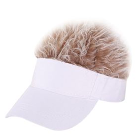 Novelty Hair Visor Cap with Peaked Wig Adjustable Baseball Hat with Hair (Color: White brown)
