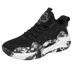 Men's Shoes Basketball Breathable Cushioning Non-Slip Sports Shoes Gym Training Athletic Basketball Sneakers Women (Color: black and white, size: 46)