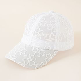 Baseball cap new women's summer thin mesh mesh breathable sunshade cap women's fashion hundred sunscreen sunshade hat women (Color: White)