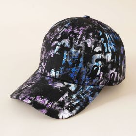 New sunshade anti-squatting cap baseball cap men's and women's Korean new hat women's random color printing baseball cap fashion trend (Color: BLACK)