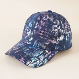 New sunshade anti-squatting cap baseball cap men's and women's Korean new hat women's random color printing baseball cap fashion trend (Color: Blue)