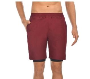 Men's Sports Shorts, Double-layer Fitness Pants (Color: orange, size: 2XL)
