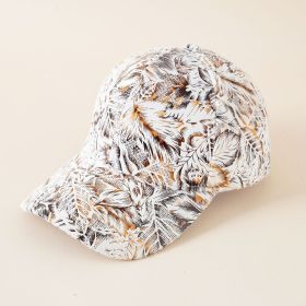 Baseball cap women's Korean version of the baseball cap neutral fashion peaked cap tide printing sun hat summer new trend (Color: White2)