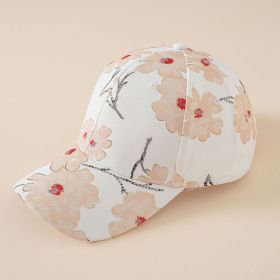 Hat women's new fashion summer and Korean version mixed color flower baseball cap fashion ladies travel sunshade peaked cap tide (Color: White)