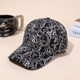 New baseball hats for men and women in spring and summer abstract character printing sun hats outdoor travel sunshade caps (Color: BLACK)