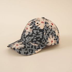 Hat women's new fashion summer and Korean version mixed color flower baseball cap fashion ladies travel sunshade peaked cap tide (Color: BLACK)