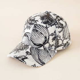 Baseball cap women's Korean version of the baseball cap neutral fashion peaked cap tide printing sun hat summer new trend (Color: White)