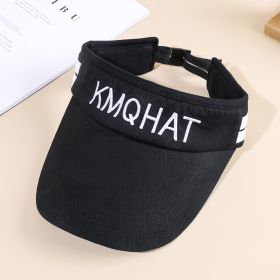 New fashion simple embroidery sunshade empty top baseball cap female sunscreen cover face empty top Korean version of the baseball cap tide (Color: BLACK)