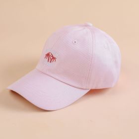 Baseball cap women's summer Korean version embroidered coconut tree street couple ins letter peaked cap outdoor simple sun hat (Color: Pink)