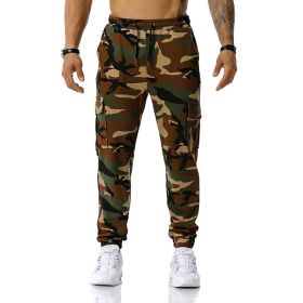 Man Pants Patchwork Camouflage Jogging Pants Outdoor Sports Fitness Sweatpants (Color: green, size: 34)