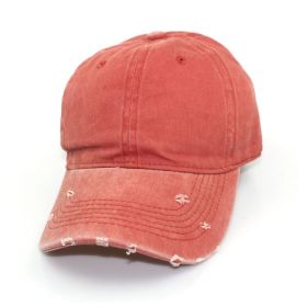 Water washed worn-out baseball cap Autumn and winter vintage personality worn-out edge soft top cap (Colour: orange, size: Adjustable)