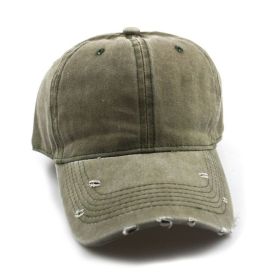Water washed worn-out baseball cap Autumn and winter vintage personality worn-out edge soft top cap (Colour: khaki, size: Adjustable)