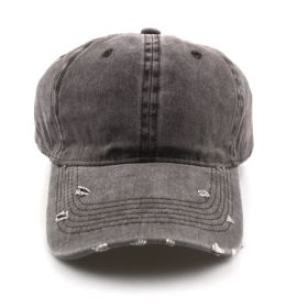 Water washed worn-out baseball cap Autumn and winter vintage personality worn-out edge soft top cap (Colour: Coffee, size: Adjustable)