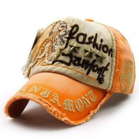 Sun visor hats for men and women; willow nails; casual letters; baseball caps; worn outdoor cap (Colour: orange)