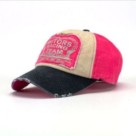 Classic patch color matching baseball cap coating men and women fashion outdoor sunshade hat (Colour: Rosy body, size: Adjustable)
