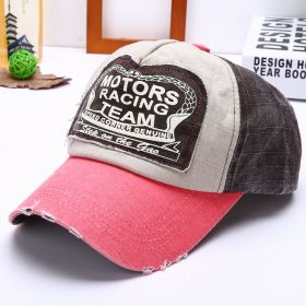 Classic patch color matching baseball cap coating men and women fashion outdoor sunshade hat (Colour: Watermelon eaves+coffee, size: Adjustable)