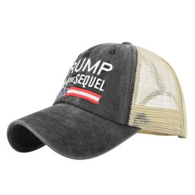 TRUMP embroidered baseball cap embroidered cap mesh cap Trump baseball cap visor (Colour: 1 Black, size: Adjustable 54-59)