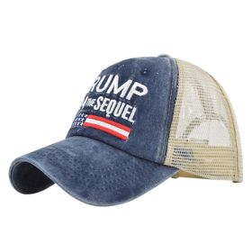 TRUMP embroidered baseball cap embroidered cap mesh cap Trump baseball cap visor (Colour: 4 Navy, size: Adjustable 54-59)