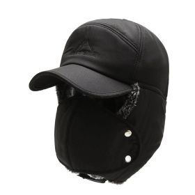 Winter Hat New Lei Feng Hat Men's Stylish Caps Warm Ear Protection Windproof Ear Protection Pilot Hat Baseball Cap (Color: BLACK, size: One Size)