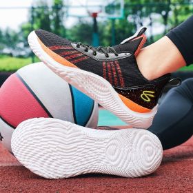 Summer men's basketball shoes net surface breathable student training shoes soft soled men's and women's sports shoes 36~45 (Color: BLACK, size: 37)