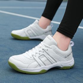 Badminton shoes Men's and women's professional comfortable breathable fashion tennis shoes Badminton shoes competition training sports couple shoes Me (Color: White grey, size: 44)