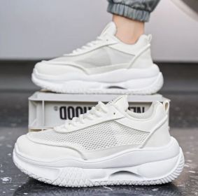 New men's shoes comfortable breathable mesh surface fashion casual sports shoes men's fashion shoes 39-44 (Color: White, size: 42)