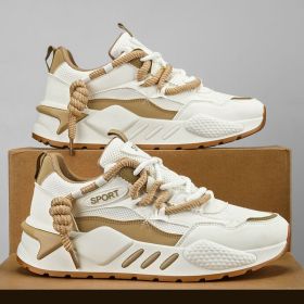 Spring summer men's new network surface trend sports daddy shoes men's shoes 39-45 (Color: Khaki, size: 43)