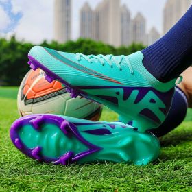 New comfortable breathable spike professional youth adult football shoes Training shoes Competition sneakers 35-45 (Color: Blue, size: 45)
