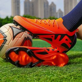 New comfortable breathable spike professional youth adult football shoes Training shoes Competition sneakers 35-45 (Color: Red  black, size: 44)