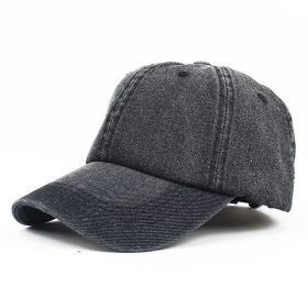 Men's sunshade baseball cap outdoor sunscreen breathable denim cap (Color: BLACK)