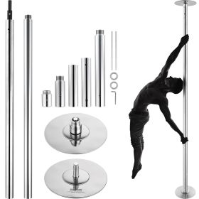 VEVOR Professional Dancing Pole, Spinning Static Dancing Pole Kit, Portable Removable Pole, 45mm Heavy-Duty Stainless Steel Pole (Length Range: 86-104 inches, Steel Pipe Color: Silver)