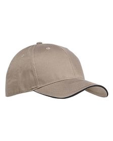 Big Accessories BX004 6-Panel Twill Sandwich Baseball Cap (Color: KHAKI/ BLACK, size: OS)