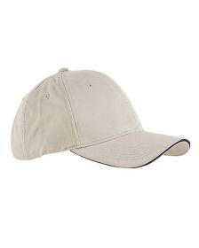 Big Accessories BX004 6-Panel Twill Sandwich Baseball Cap (Color: STONE/ NAVY, size: OS)