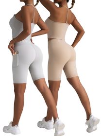 2 Pack High Waist Biker Shorts For Women-Workout Yoga Shorts Running Summer Soft Pants With Pockets (Option: 2PACK4-S)