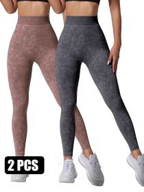 2 Pieces High Waist V Back Yoga Pants Tummy Control Running Workout Tight (Option: 2PACK6-M)