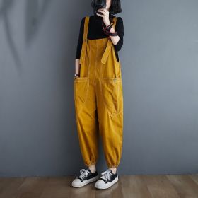 Loose Plus Size Fat MM Overalls (Option: Yellow-2XL)