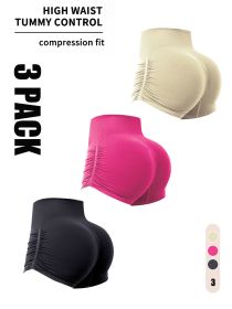 3 Pack Workout Shorts For Women Seamless Scrunch Butt Lifting High Waisted Yoga Gym Booty Running Short Pants (Option: 3PACK8-S)