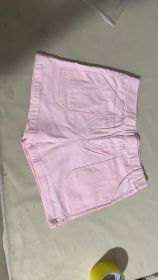 Women's High Waist Overalls Casual Pants Cotton And Linen Thin A- Line (Option: Six inch pink-2XL)