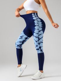 Tie-dye Women's Yoga Leggings With High Waistband, Moisture-Wicking, And Stretchy, Perfect For Outdoor Activities And Fitness (Option: Blue-M)