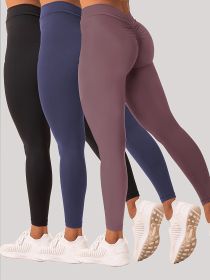 3 Pack Women's Yoga Leggings With High Waistband, Moisture-Wicking, And Stretchy, Perfect For Outdoor Activities And Fitness (Option: 3PACK5-S)