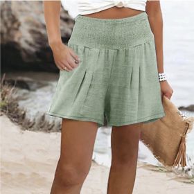 Women's Minimalist Solid Color Polyester Side Pocket Shorts (Option: Green-Xl)