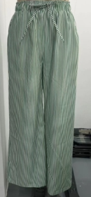 Thin Striped Wide-leg Pants (Option: Green-Xl)