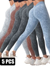 5 Pieces Seamless For Women, High Waisted Workout Gym Yoga Pants (Option: 5PACK4-L)