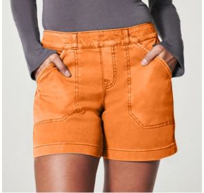 Women's High Waist Overalls Casual Pants Cotton And Linen Thin A- Line (Option: Six inch orange red-XL)