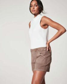Women's High Waist Overalls Casual Pants Cotton And Linen Thin A- Line (Option: Six inch brown-S)