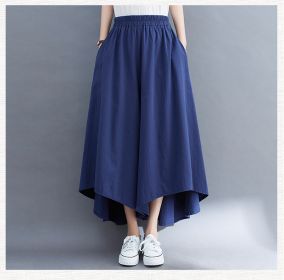 Women's Fashionable Loose Wide-leg Pants Slim Loose Pants (Option: Blue-XL)
